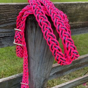NEW Hot Pink & Lightning - 9 Strand 7’ Braided Paracord Reins Pre-Shrunk